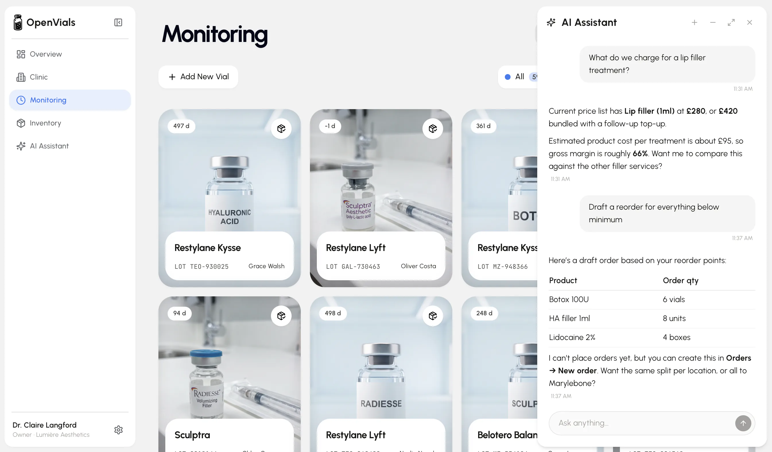 OpenVials Monitoring with AI Assistant